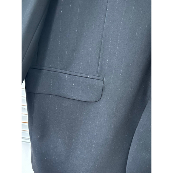 Anglia of England 100% Wool Pinstriped Suit Jacket & Pants | Size 45R | Black - Picture 4 of 16